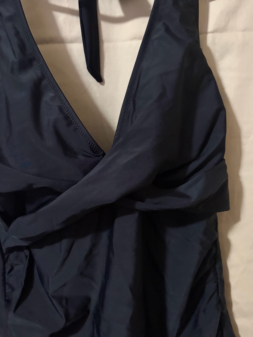 Classic Navy V-Neck One-Piece Swimsuit